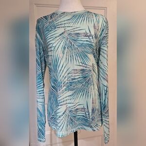 Salt Life Women's Blue Palm Leaf Long Sleeve Tee